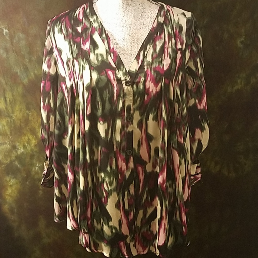 Luxe Abstract Print Long Sleeve Top